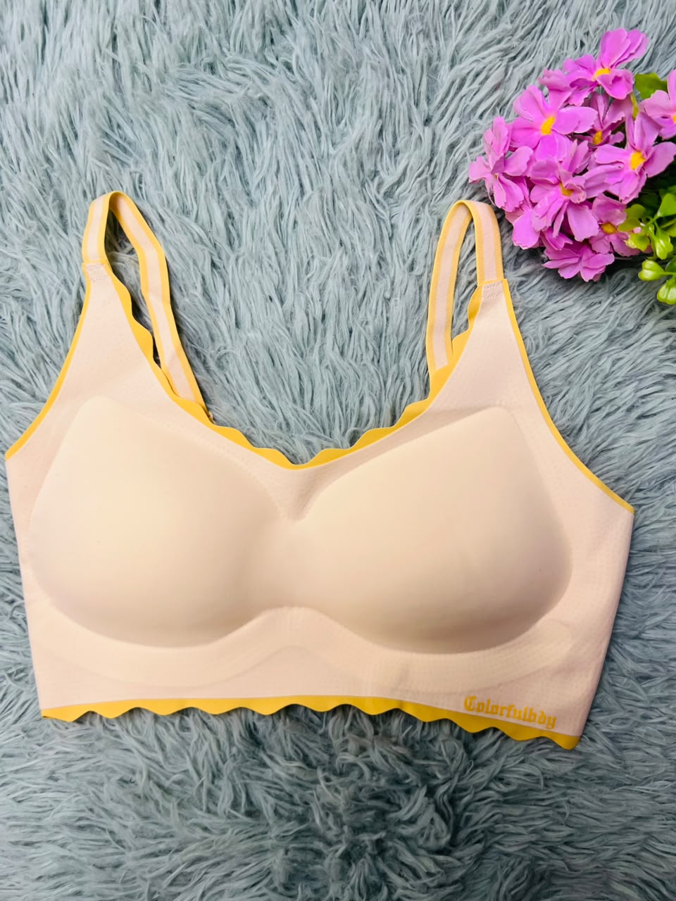 Seamless Scalloped Trim Wireless Bralette – Contrast Edge Everyday Bra