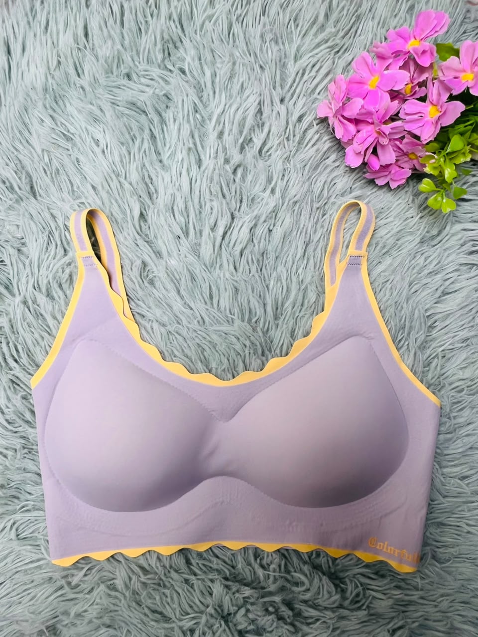 Seamless Scalloped Trim Wireless Bralette – Contrast Edge Everyday Bra
