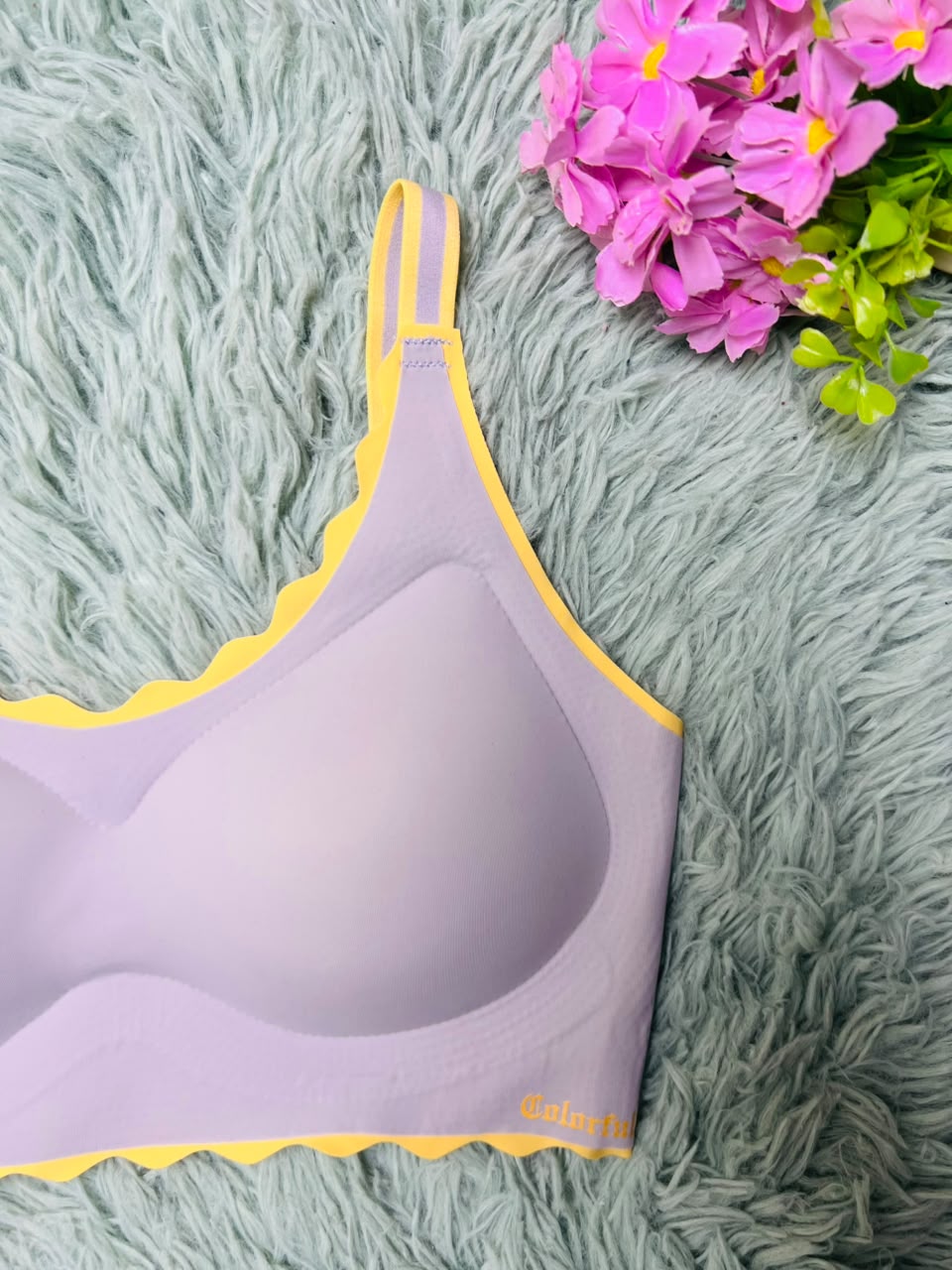 Seamless Scalloped Trim Wireless Bralette – Contrast Edge Everyday Bra