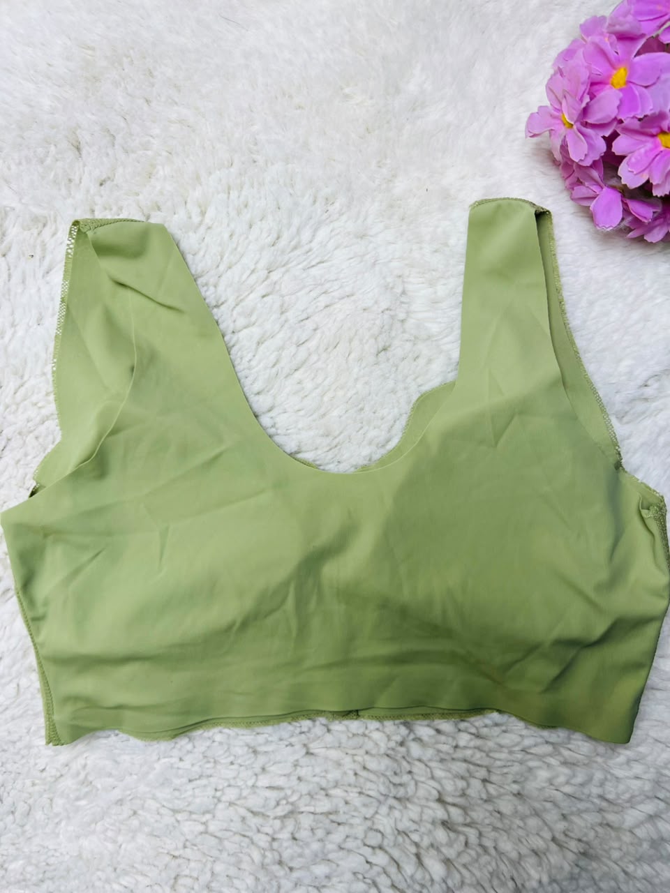 Front Button Floral Lace Comfort Bralette – Seamless Wireless Padded Bra