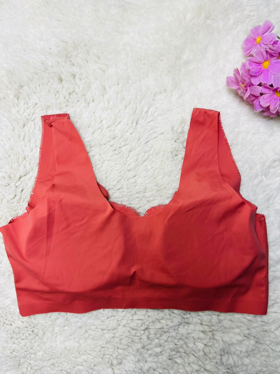 Front Button Floral Lace Comfort Bralette – Seamless Wireless Padded Bra