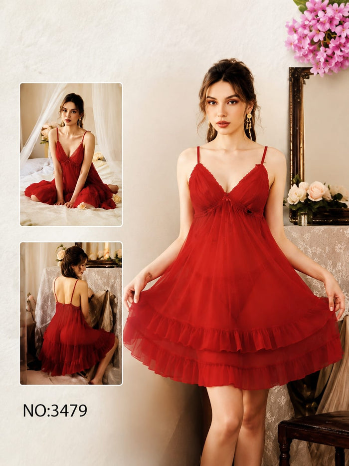 Women’s Elegant Lace Babydoll Nighty Dress