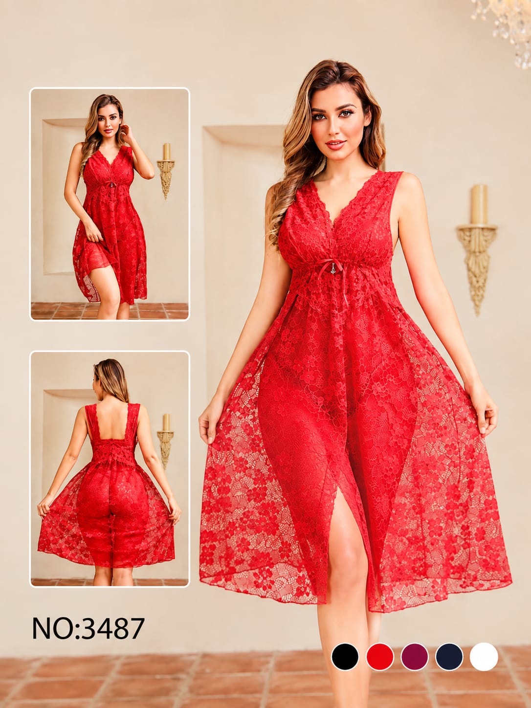 Women’s Elegant Lace Babydoll Nighty Dress