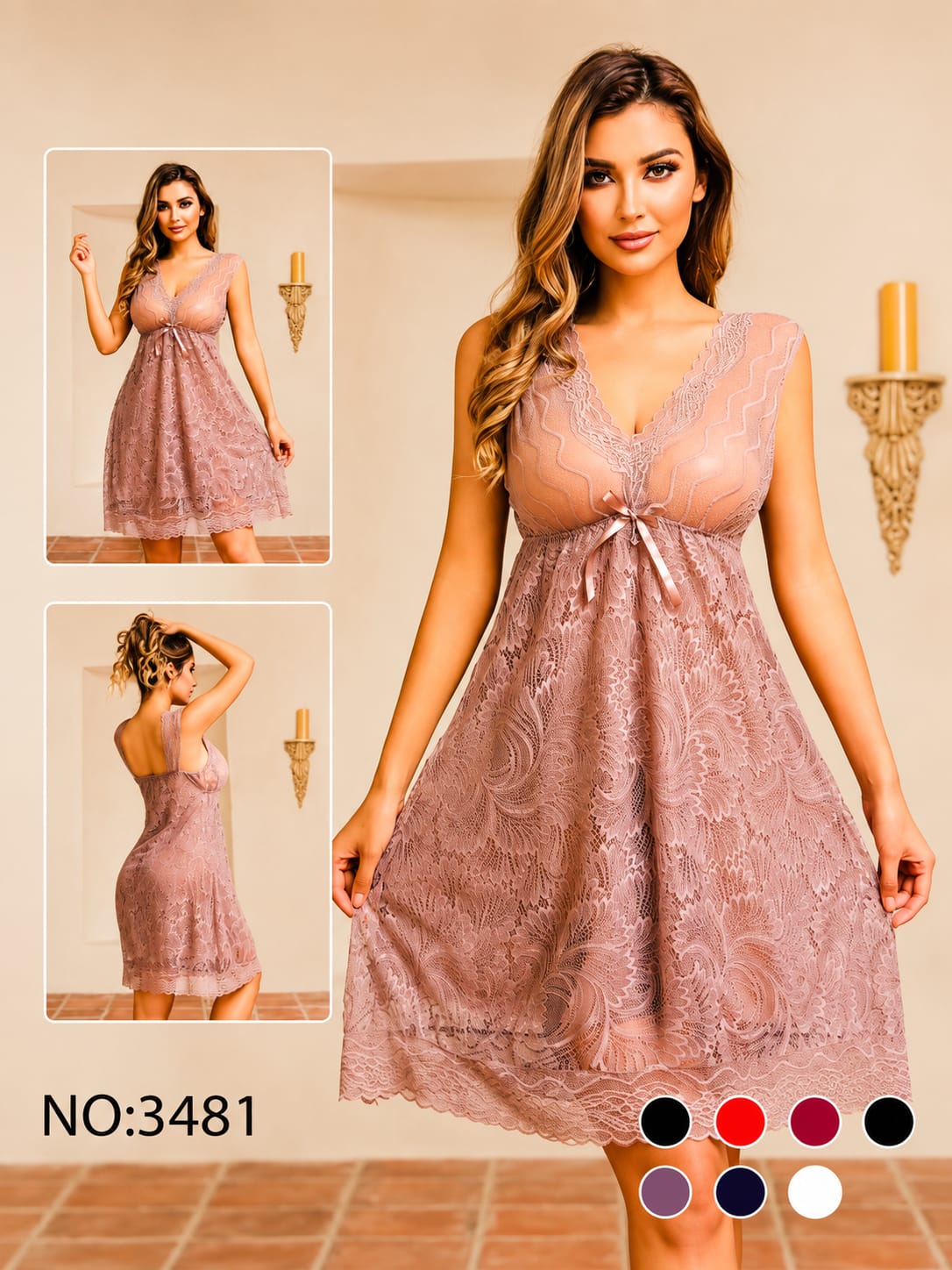 Women’s Elegant Lace Babydoll Nighty Dress